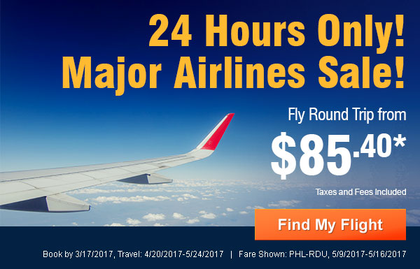 24-Hour Major Airlines Sale!