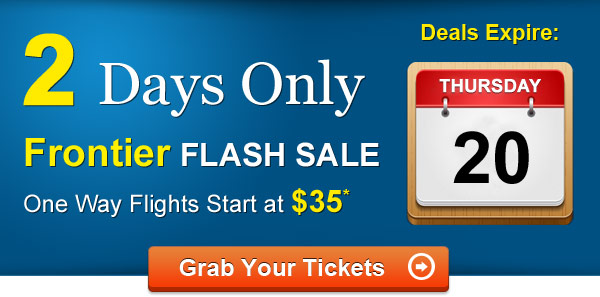 2-Day Frontier Flash Sale! Fly from $35 One Way*